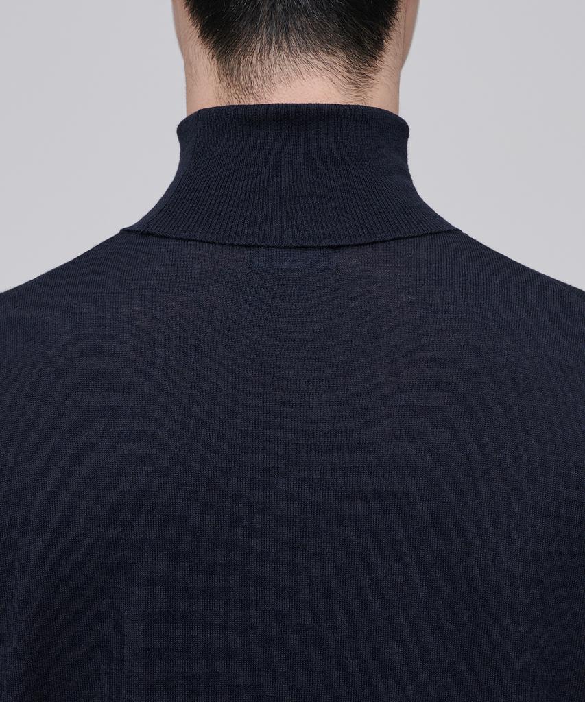 MUSINSA STANDARD Merino Wool Blend High-Gauge Turtleneck Knit [Navy]