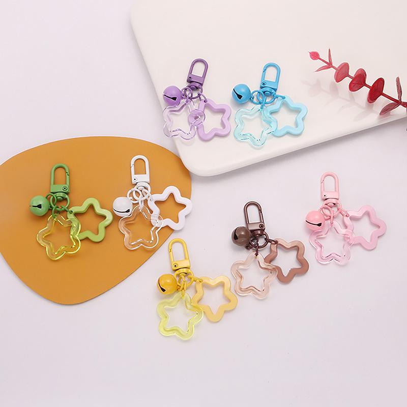 Five-Pointed Star Bell Pendant Keychain Bag Charm Keyring Car Hanging Key Holder