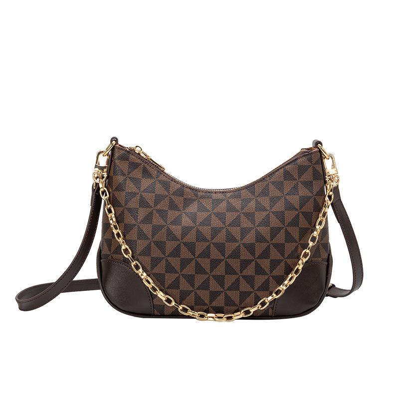 Women's Bag, Single-shoulder Crossbody Bag, Classic Printed Chain Bag, Trendy and Versatile Underarm Bag, Color-blocking Handbag