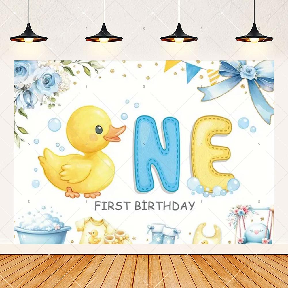 Cute Yellow Duck Theme Background Banner Kids Birthday Party Decorations Photography Backdrop Cartoon Baby Shower Supplies Props
