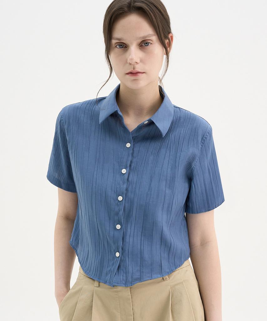 TRIP LE SENS Steady Crop Summer Pleated Shirt_Green (Type A)