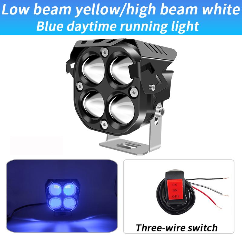 3-дюймовый автомобильный светодиодный прожектор с высокой/низкой линзой, три цвета, сильный свет, водонепроницаемый, супер яркий спортивный свет, внешняя модифицированная фара