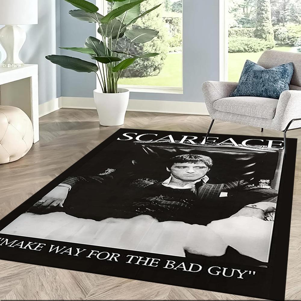 Scarface Square rugs are a great choice for living rooms, bedrooms, home décor, and as gifts.