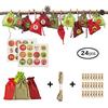 24pcs Advent Calendar Jute Bag For Filling - Fabric Bag Jute Bag And 1 To 24 Numbers Wood Buttons