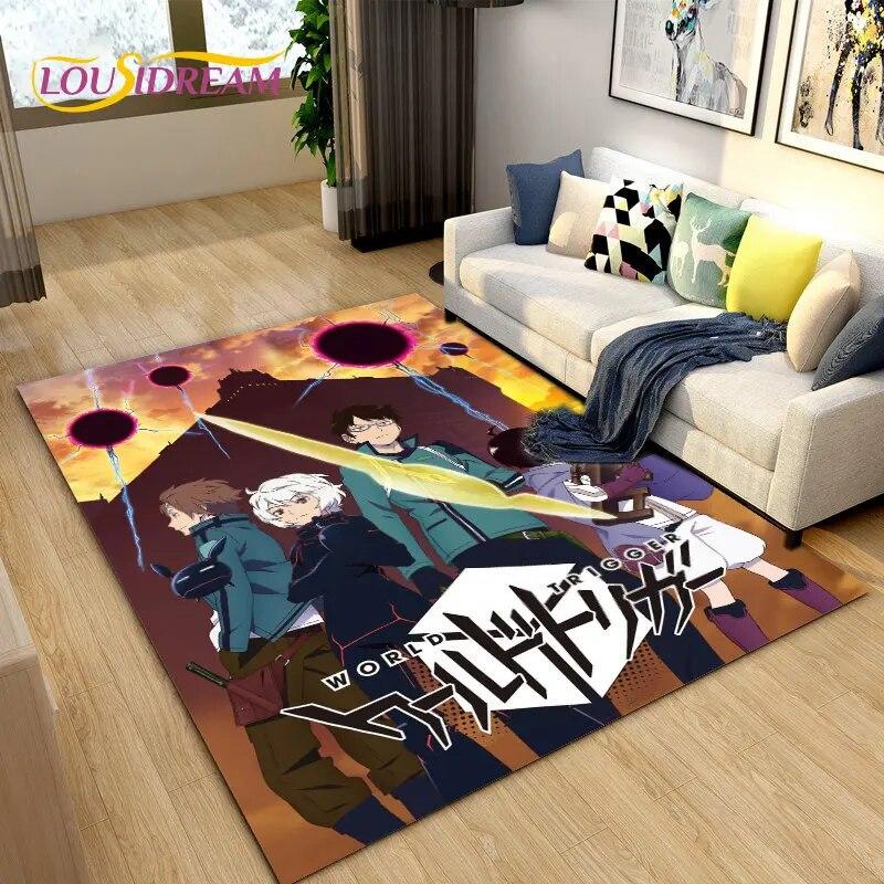 World Trigger Аниме Мультфильм Коврик, Коврик для гостиной Спальня Диван Коврик Украшение, Дети играют Нескользящий напольный коврик