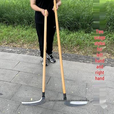 Большая коса из кованой марганцевой стали с длинной ручкой для травы и камыша, подходит для использования как левой, так и правой рукой