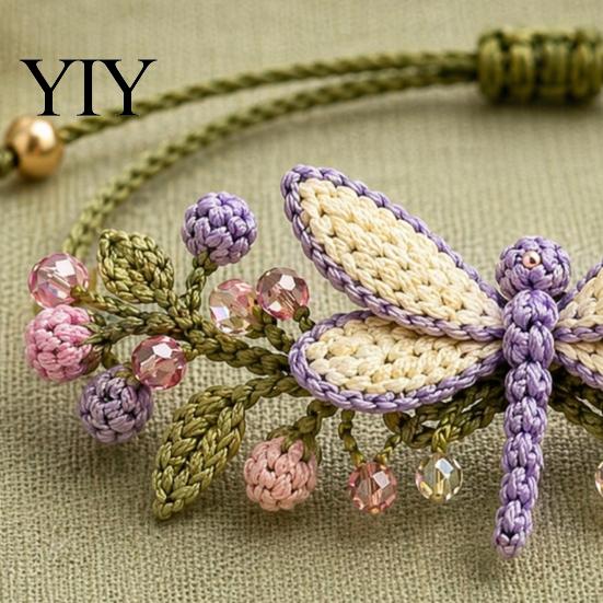 Набор для изготовления браслета ручной работы DIY, Вдохновленный природой, Набор для вязания крючком, 3D Животные Растения, Рукоделие, Связанное крючком, С бусинами и пряжей, Цветок, Клен, Стрекоза, Бабочка