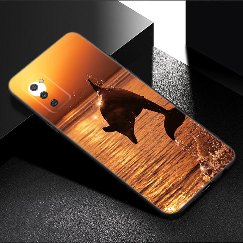 Animal Dolphin Phone Case For Samsung Galaxy A01 A03 Core A04 E A02 A05 A10 A20 A21 A30 A50 S A6 A8 Plus A7 2018 Black Cover