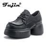 Fujin/женские туфли на танкетке с круглым носком 6,5 см, летние женские новые туфли в стиле ретро из коровьей кожи, весна-осень, на шнуровке Мэри Джейн