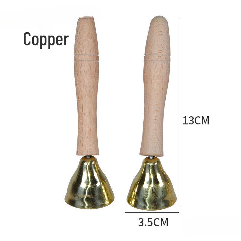 Jingle Bells Musical Instrument for First-Grade Music Class - Wooden Handle & Red Rope Copper-Plated Bell