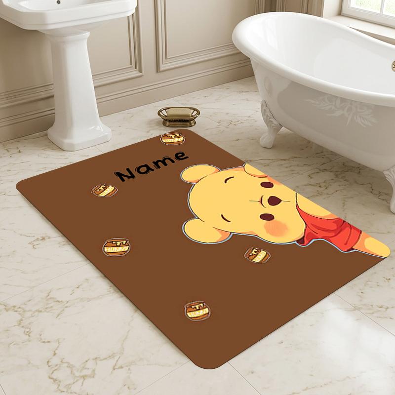 Custom Name Pooh Bear Living Room Non-Slip Area Rug Soft Carpet for Bedroom Kids Playroom Sofa Office Home Decor Doormat