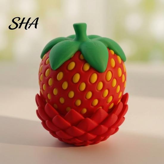 Dragon Egg Storage Container Strawberry with Movable Dragon, 3D Printed Fidget Toy Poseable Flexible Joints, Decoration for Home Office Miniature