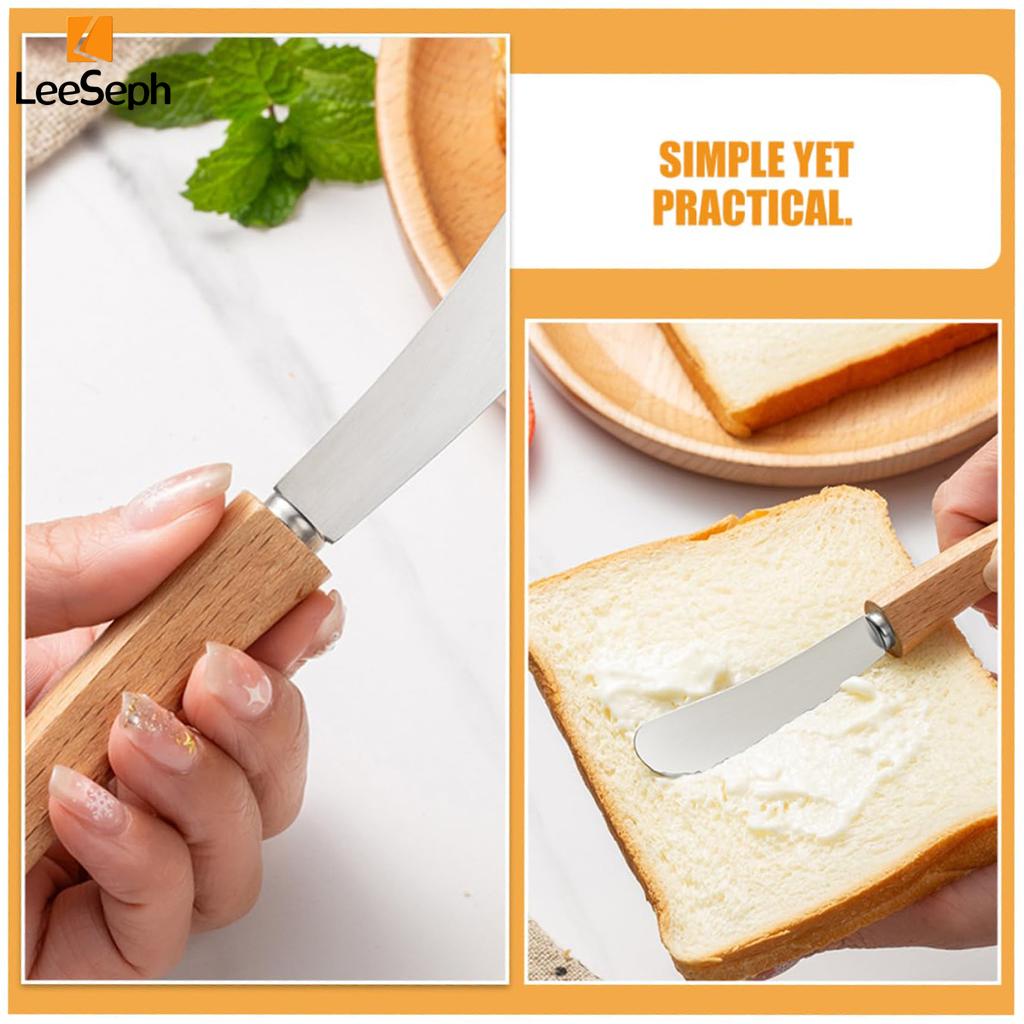 Butter Spreader Knifes Set, Stainless Steel Sandwich Spreading Knifes with Wooden Handle, Butter Cream Cheese Jam Scrapers