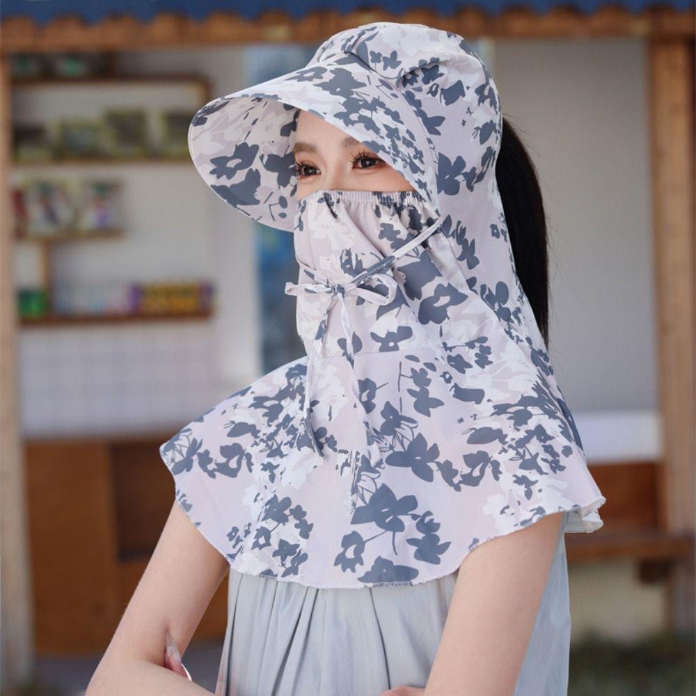 Печать Шляпа для сбора чая Защита от солнца Защита шеи Шляпа Дышащая Солнцезащитная шаль-капюшон Рыбалка