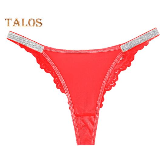 Women Panties Shiny Sequin Low Waist Hollow Out Lace Contrast Color Flower Embroidery Good Breathability Lady Underpants Female Daily Briefs