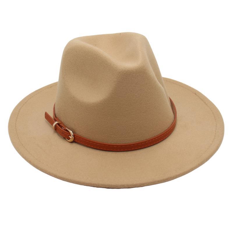Пряжка для ремня Ностальгическая модель цилиндра Джазовая шляпа Мужская и женская Темпераментная фетровая шляпа Элегантная шерстяная шляпа