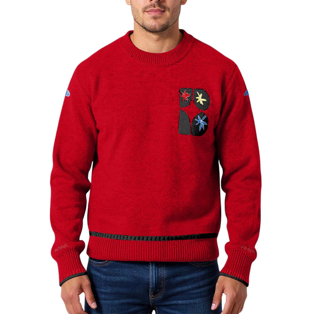 Men's Fashion Knitting Pullover Long Sleeves Loose Round Neck Sweater