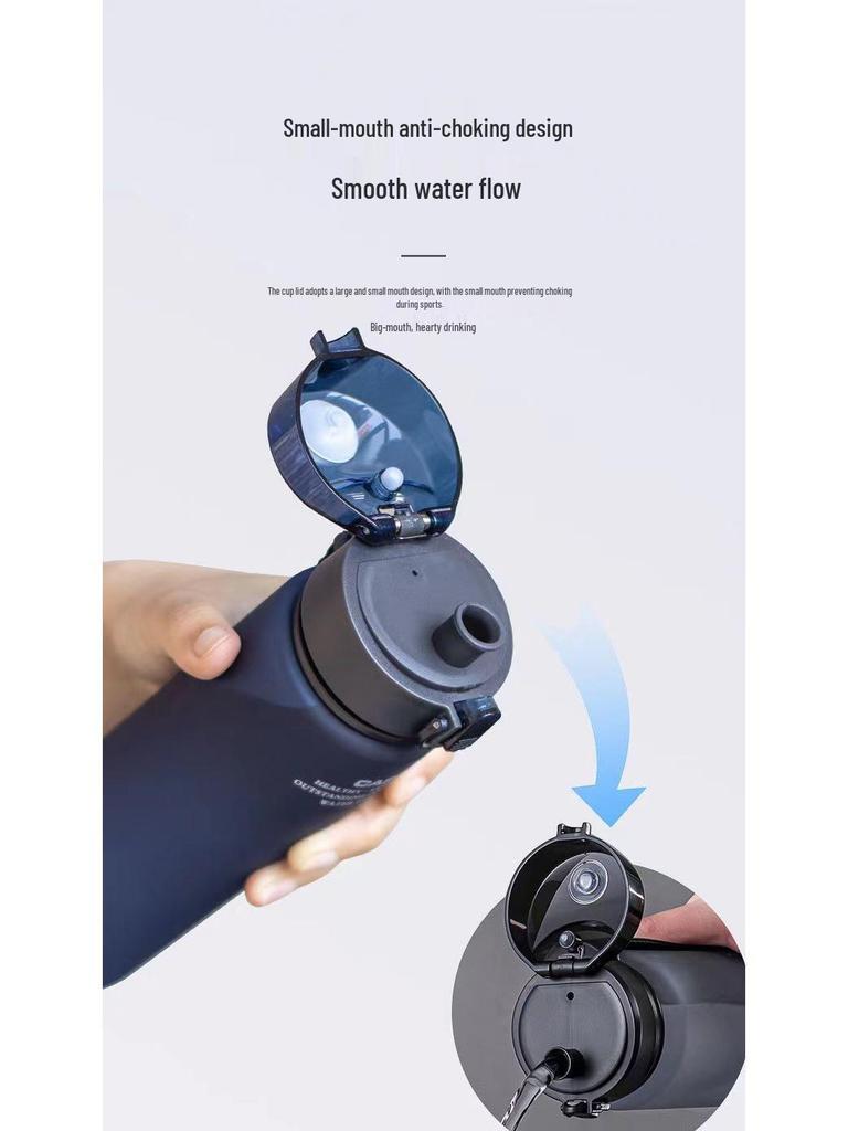 Мужская спортивная бутылка для воды большой емкости с матовым покрытием - Портативная пластиковая фляга для летнего фитнеса и путешествий