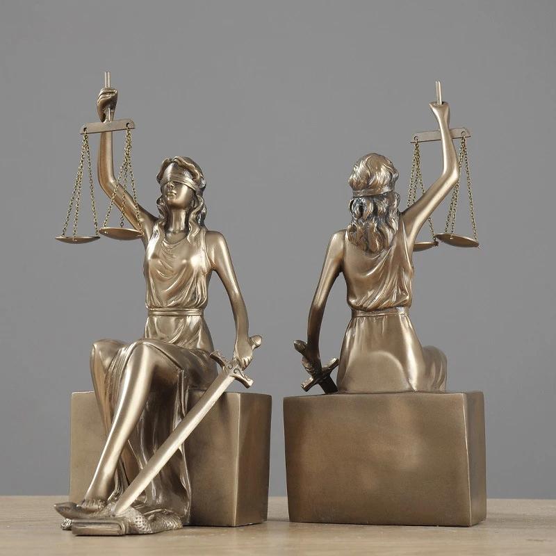 2pcs/set Creative Home Decor Artwork Antique Greek Justice Goddess Statue Fair Angels Resin Bookends Study Room Decoration