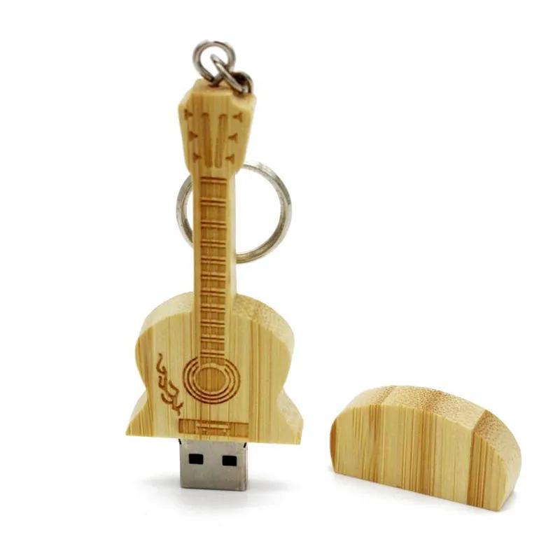 JASTER Металлический брелок Натуральное дерево бамбук Модель гитары USB флеш-накопитель pendrive 4 ГБ 16 ГБ 32 ГБ 64 ГБ флешка