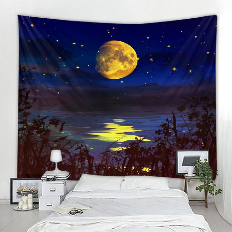 Ocean Moon Natural Scenery Decorative Tapestry Bohemian Hippie Wall Decorative Tapestry Home Decorative Tapestry Tapestry