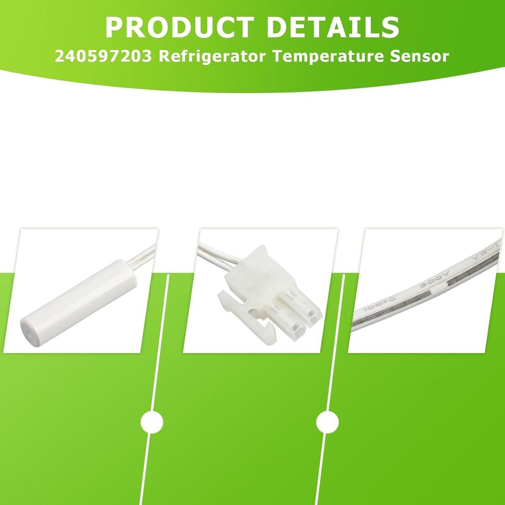 240597203 Датчик температуры холодильника Подходит для Frigidaire, Kenmore, Electrolux и Crosley, Заменяет номер детали AP4032998 240597202 7240597203