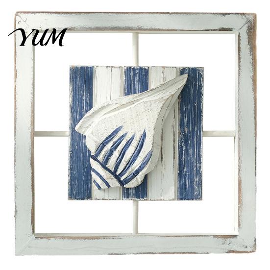 Waterproof Wood Wall Art 3D Conch/Starfish/Shell Wooden Frame Art, Distressed Coastal Style Decoration, Decorative Set for Home Ocean Inspired