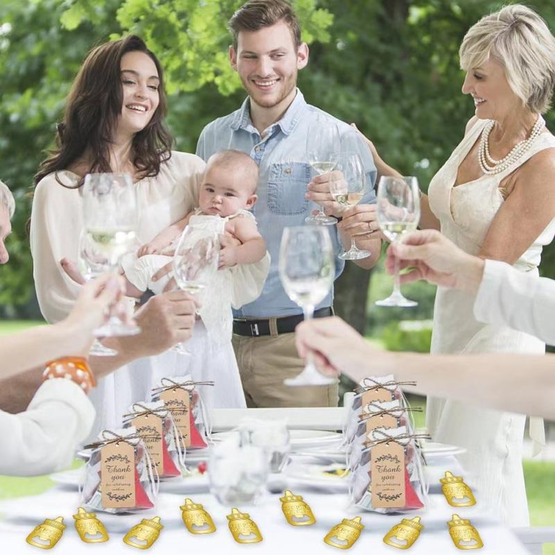 24pcs Metal Bottle Openers With Organza Bags Thank You Tags Baby Shower Theme Party Return Favors