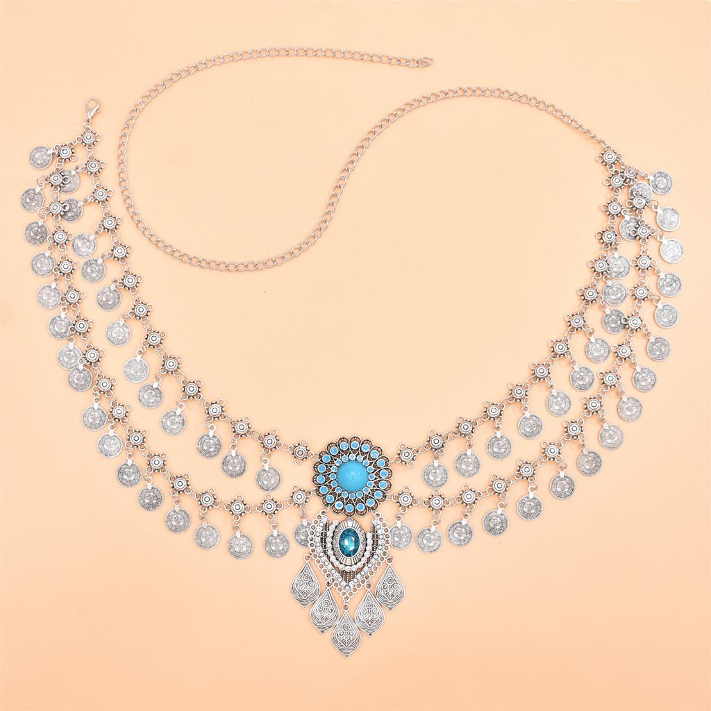 Ретро Цепь Пояс Многослойная Цепь для Талии с Монетой и Бахромой Дизайн для Костюмов для Танца Живота и Вечерних Нарядов