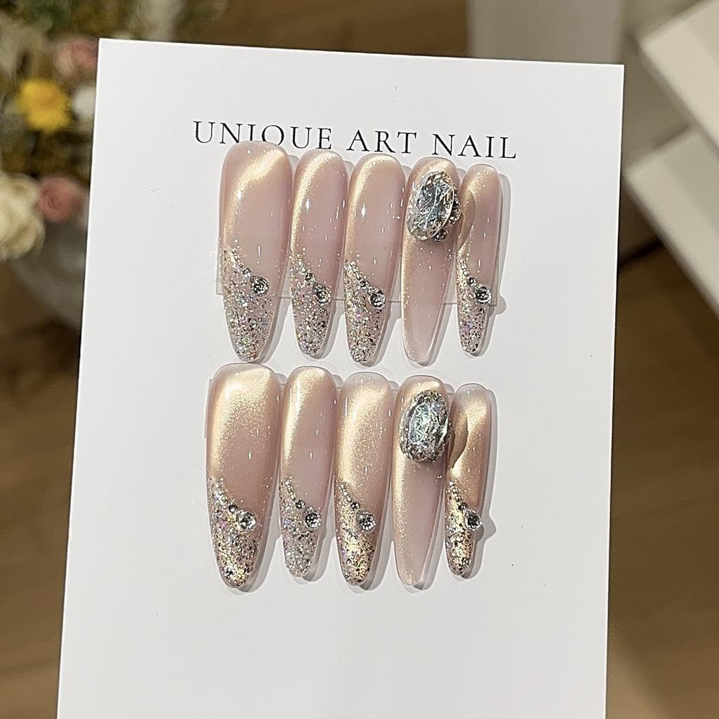 Island Necklace Atmosphere Pink Gold Side Light Cat Eyes Flash Fingertip Sequins A Thousand Gold Sense Wear Armor