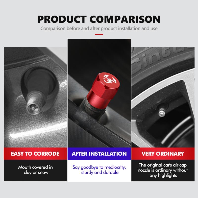 For Abarth Car Wheel Valve Stem Caps Aluminum Alloy Tire Valve Protection Covers 500 FR FIAT Linea Panda DobloAlbea Astra Bravo