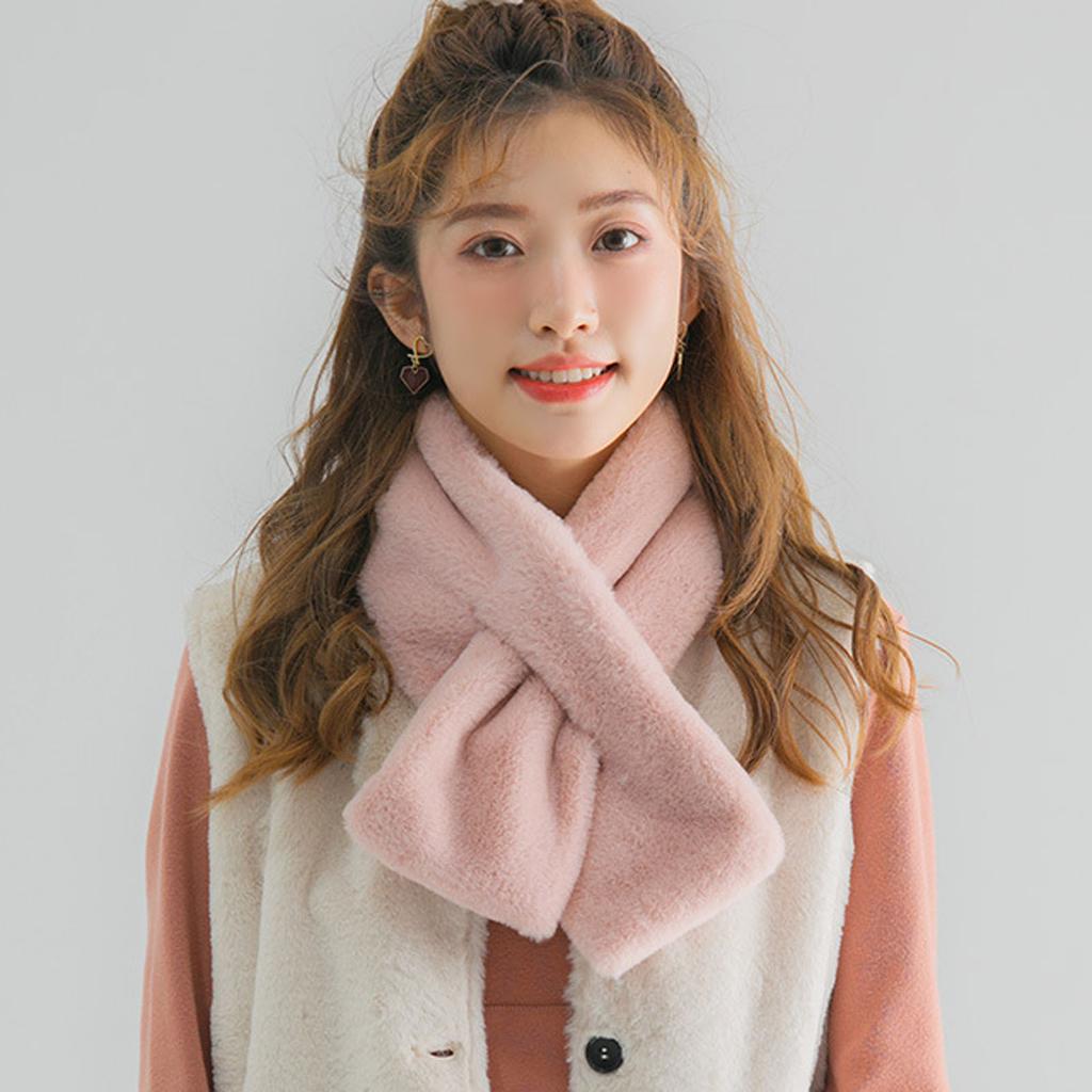 Женский плюшевый шарф, сладкий и мягкий осенне-зимний однотонный теплый шарф