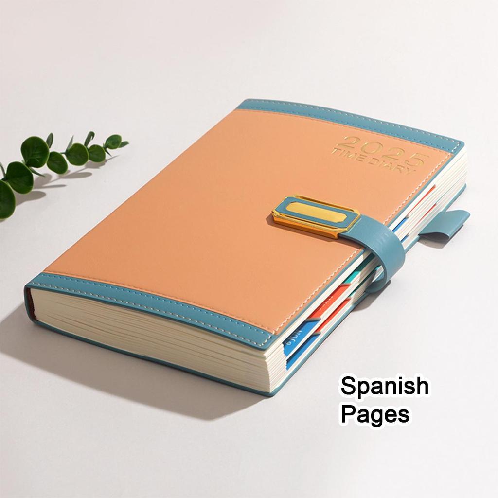 Кожаная книга учета рабочего расписания на 2025 год формата А5, страницы на английском/испанском/французском языках, ежедневник для студентов, блокнот, памятка