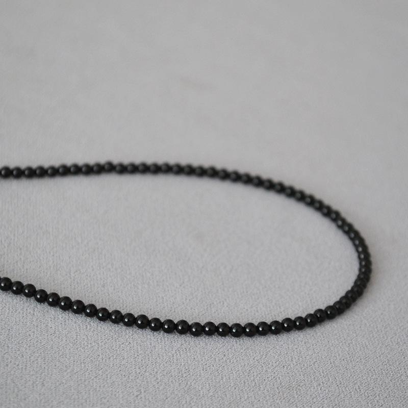 Корейское элегантное минималистичное ожерелье из черного агата для женщин