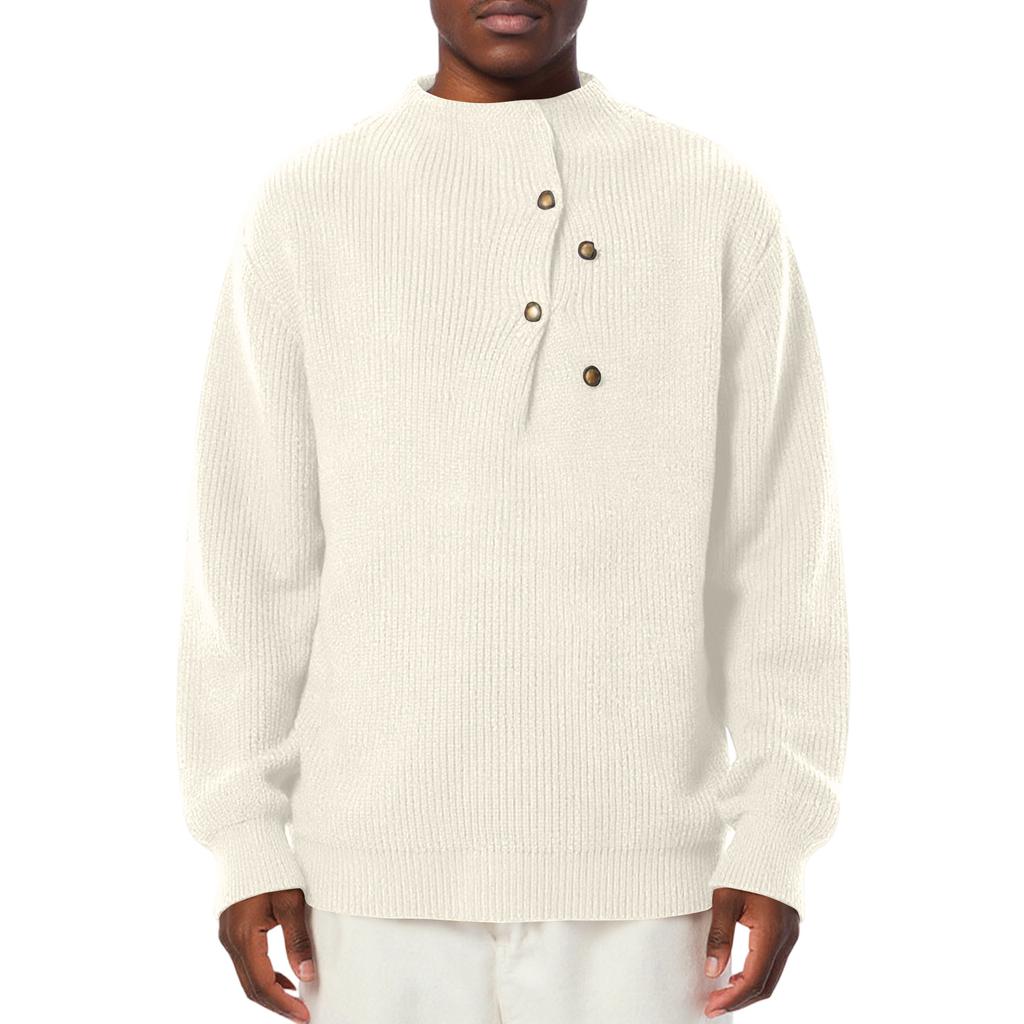 Мужской Модный Вязаный Пуловер Длинные Рукава Свободный Круглый Вырез Свитер