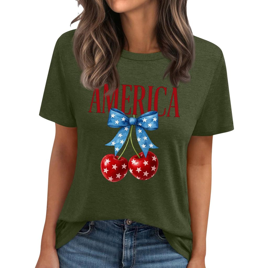 Женская футболка с круглым вырезом и короткими рукавами с принтом