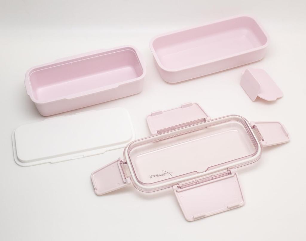 OSK DISH UP LUNCH Lunch Pink Dishwasher and Microwave Safe with Dividers Two-Tier Box, [PCW-600S]