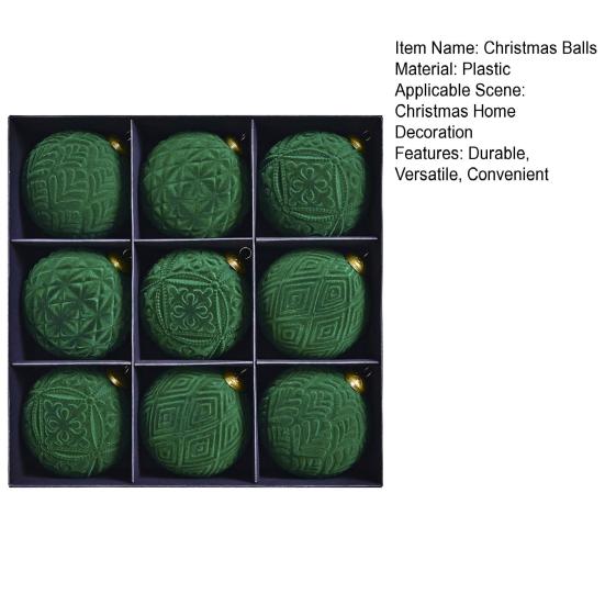 9 шт. Бархатные елочные шары Ретро Небьющиеся шары Элегантные Зимние праздники