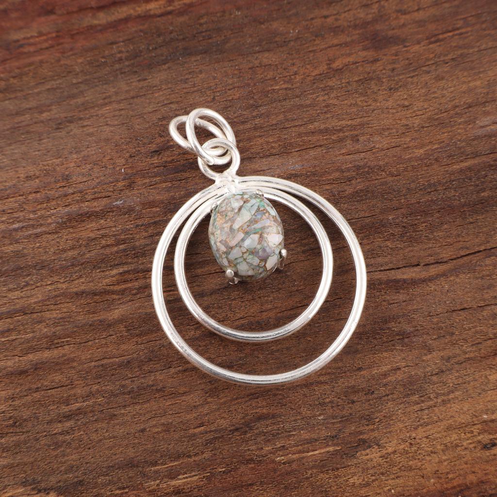 Эфиопская медная бирюза, ювелирные изделия из драгоценных камней, кулон ручной работы, кулон из стерлингового серебра 925 пробы, подарок для нее