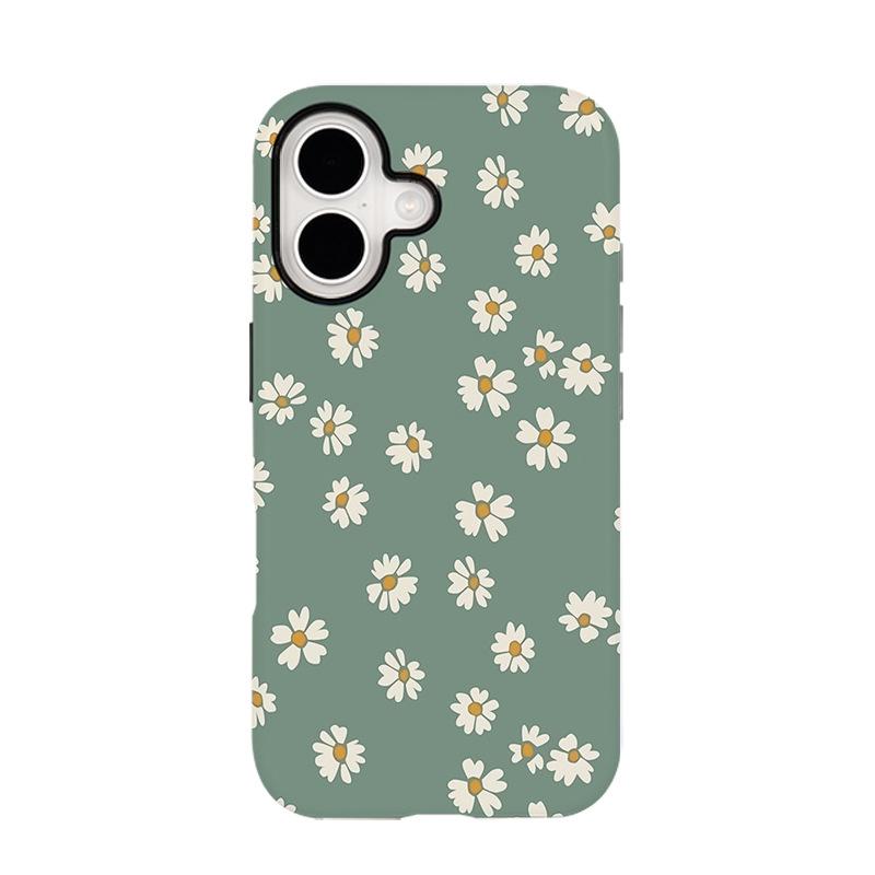Простой защитный чехол для телефона с магнитом и ромашками для Apple iPhone 16 Pro Max - 2-в-1, противоударный дизайн с пленкой.