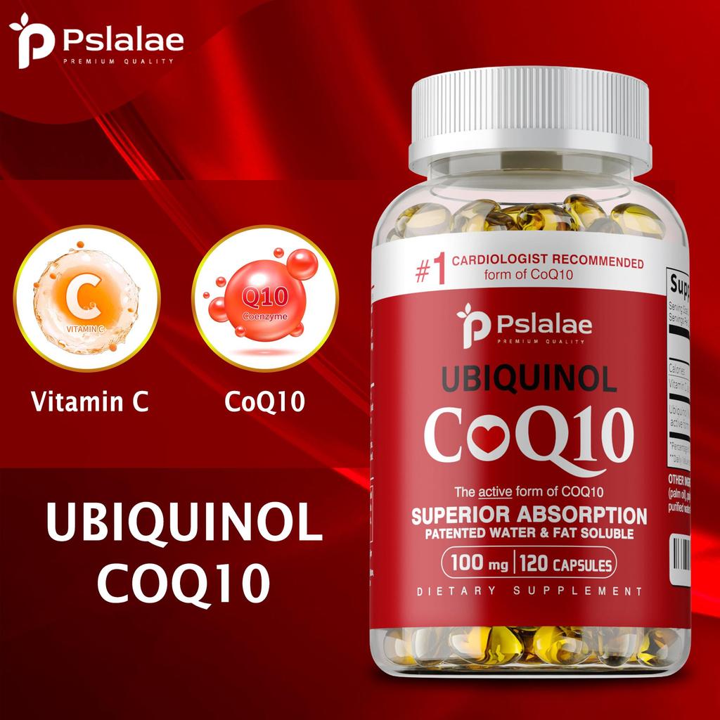 Pslalae CoQ10 100 мг Коэнзим Q10 Вегетарианские Капсулы Энергетическая Добавка Защита Здоровья Сердца Антиоксидант, 120 Капсул