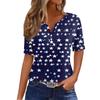 Women's T Shirt Independence Day Print Button Short Sleeve Daily Weekend Fashion Basic V- Neck Regular Top