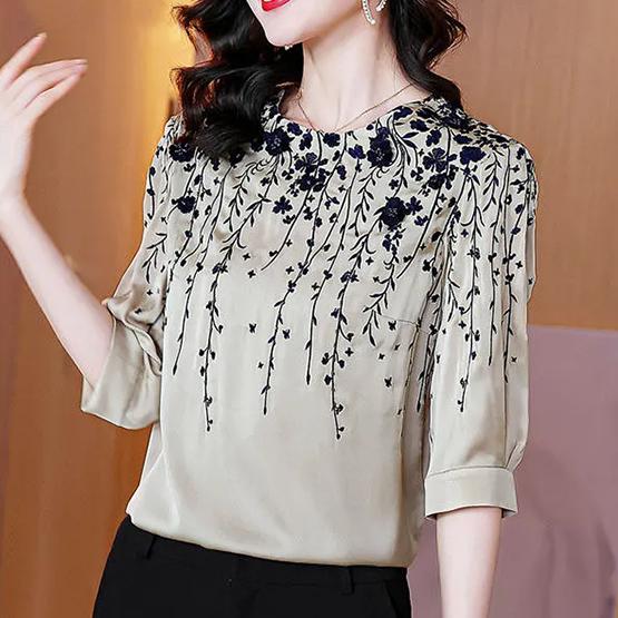 WTEMPO О-образный вырез с вышивкой шикарный ретро элегантный О-образный вырез рубашки весна-лето длинный рукав повседневные универсальные топы блузки