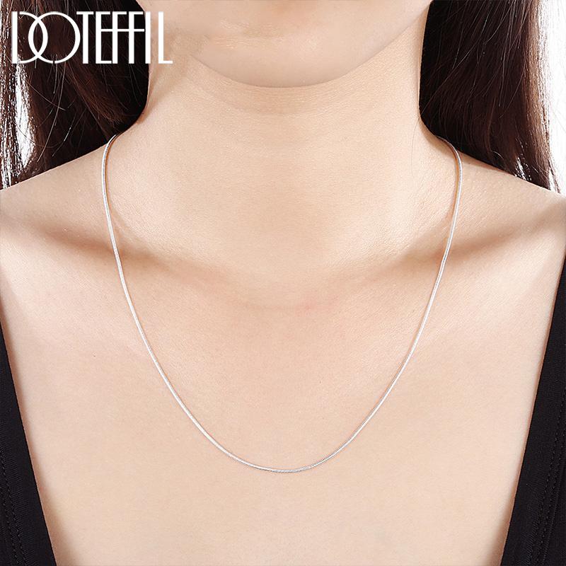 DOTEFFIL 925 Silver 5/10pcs/Lot 16/18/20/22/24/26/28/30 Inch 1.2mm Snake Chain Necklace For Woman Man Fashion Jewelry