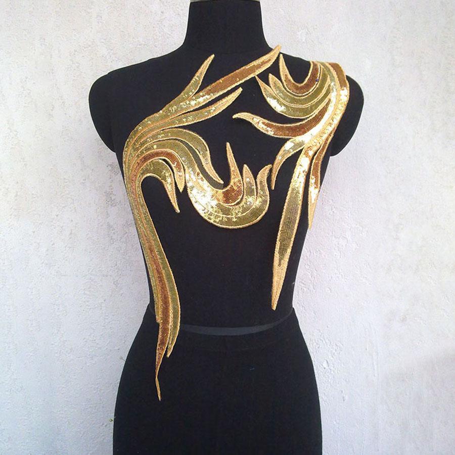 2 шт./набор Синяя Золотая Пайеточная Вышитая Нашивка Ремонтная Аппликация Кружево Сделай Сам Одежда Швейная Декорация Аксессуары