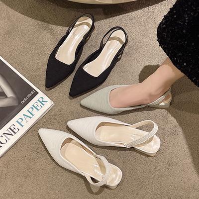 Сандалии женские летние туфли на низком каблуке с ремешком на щиколотке женские повседневные туфли для работы брендовые сексуальные базовые сандалии большого размера 2024 новый стиль