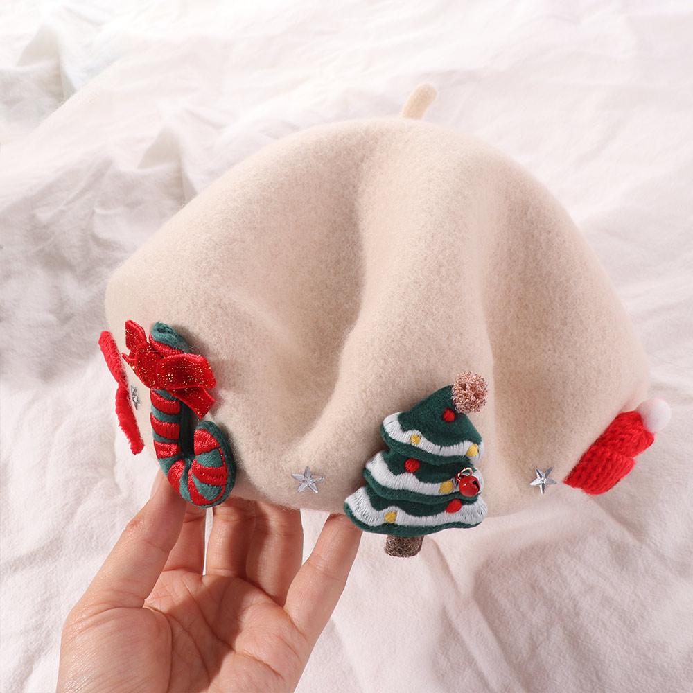 Новогодний Рождественский Берет Милая Рождественская Шляпа Художника Зимняя Рождественская Шляпа Берет Девочки