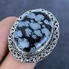 Натуральный камень Снежный обсидиан Ювелирное изделие из серебра 925 пробы Кольцо Размер 9 S0P07