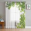 Green Branches Plant Leaves Tree Tulle Sheer Curtains for Living Room Decoration Window Curtain for Bedroom Voile Organza Drapes