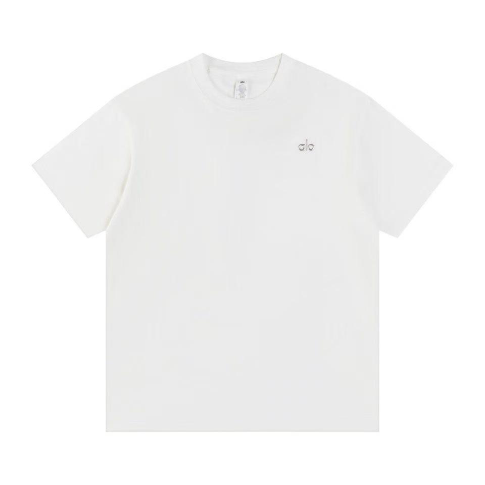 Повседневная хлопковая футболка Alo Summer со 3D серебряным логотипом, средней длины